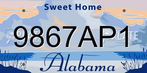 9867AP1 Alabama License Plate