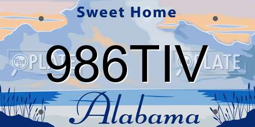 986TIV Alabama License Plate