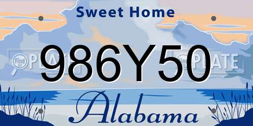 986Y50 Alabama License Plate