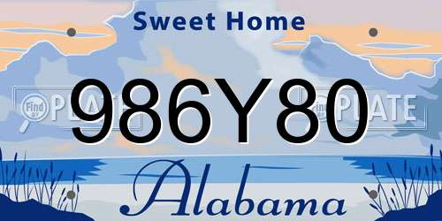 986Y80 Alabama License Plate