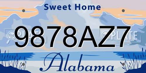 9878AZ7 Alabama License Plate