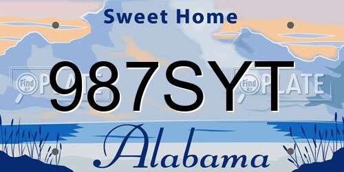 987SYT Alabama License Plate