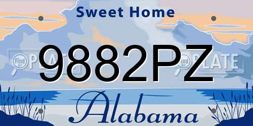 9882PZ Alabama License Plate