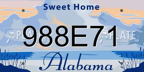 988E71 Alabama License Plate