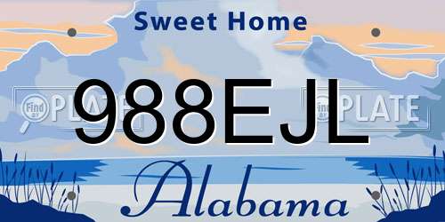 988EJL Alabama License Plate