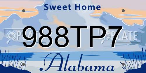 988TP7 Alabama License Plate