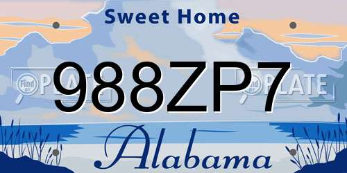 988ZP7 Alabama License Plate