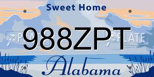 988ZPT Alabama License Plate