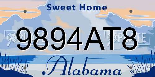 9894AT8 Alabama License Plate