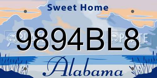 9894BL8 Alabama License Plate