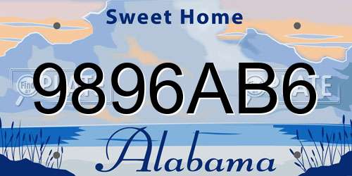 9896AB6 Alabama License Plate