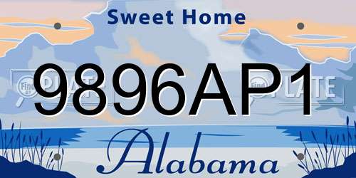 9896AP1 Alabama License Plate