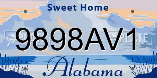 9898AV1 Alabama License Plate