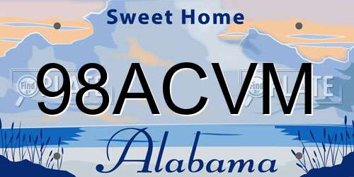 98ACVM Alabama License Plate
