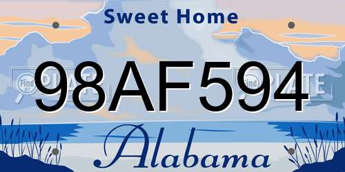 98AF594 Alabama License Plate