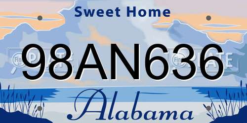 98AN636 Alabama License Plate