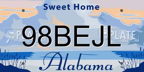98BEJL Alabama License Plate