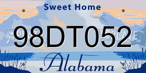 98DT052 Alabama License Plate