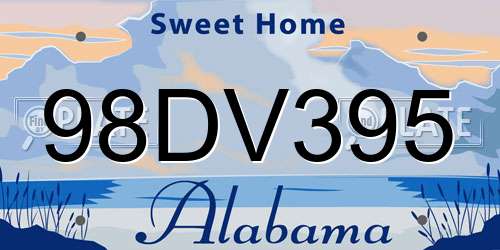 98DV395 Alabama License Plate