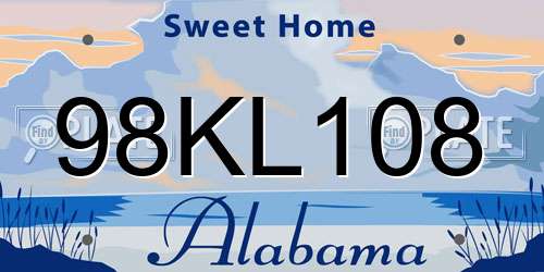98KL108 Alabama License Plate