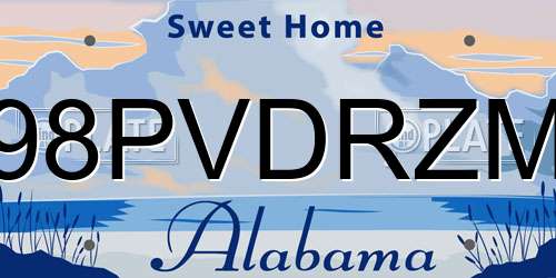 98PVDRZM Alabama License Plate