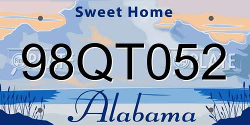 98QT052 Alabama License Plate