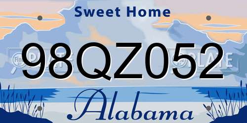 98QZ052 Alabama License Plate