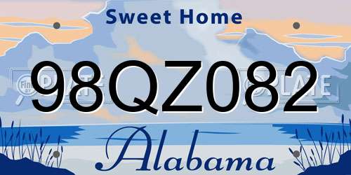 98QZ082 Alabama License Plate