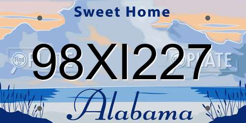 98XI227 Alabama License Plate