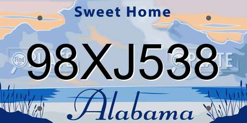 98XJ538 Alabama License Plate