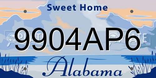 9904AP6 Alabama License Plate