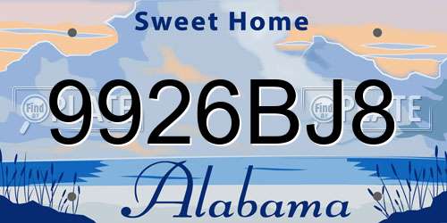 9926BJ8 Alabama License Plate