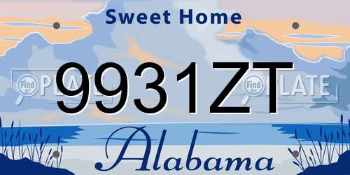 9931ZT Alabama License Plate