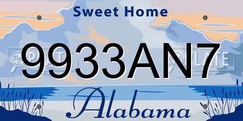 9933AN7 Alabama License Plate