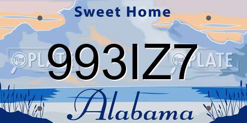993IZ7 Alabama License Plate