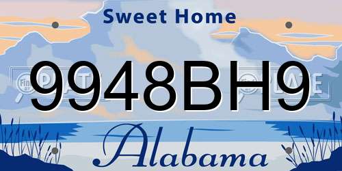 9948BH9 Alabama License Plate