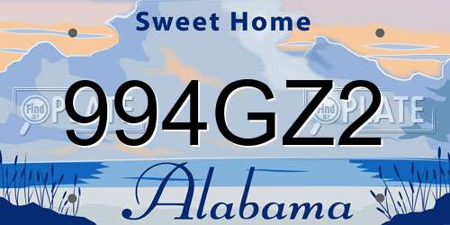 994GZ2 Alabama License Plate