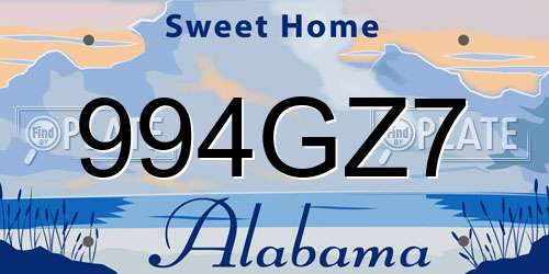 994GZ7 Alabama License Plate