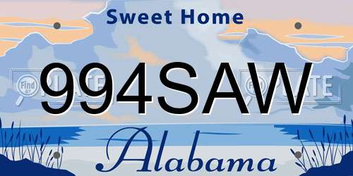 994SAW Alabama License Plate