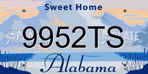 9952TS Alabama License Plate