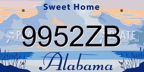 9952ZB Alabama License Plate