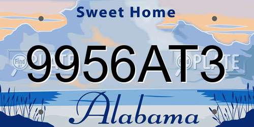 9956AT3 Alabama License Plate