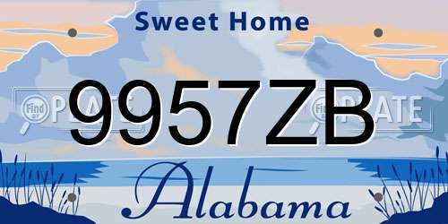 9957ZB Alabama License Plate