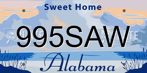 995SAW Alabama License Plate