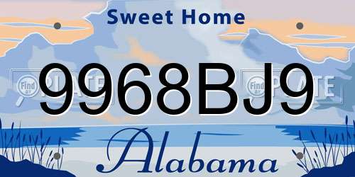 9968BJ9 Alabama License Plate