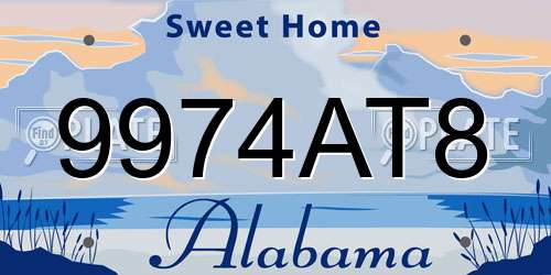 9974AT8 Alabama License Plate