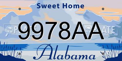 9978AA Alabama License Plate