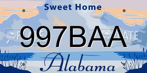 997BAA Alabama License Plate