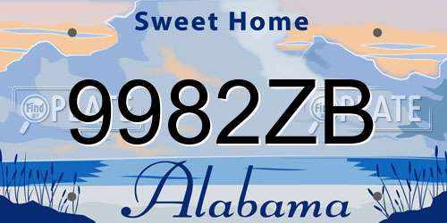 9982ZB Alabama License Plate