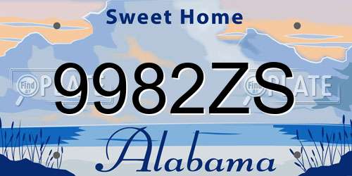 9982ZS Alabama License Plate